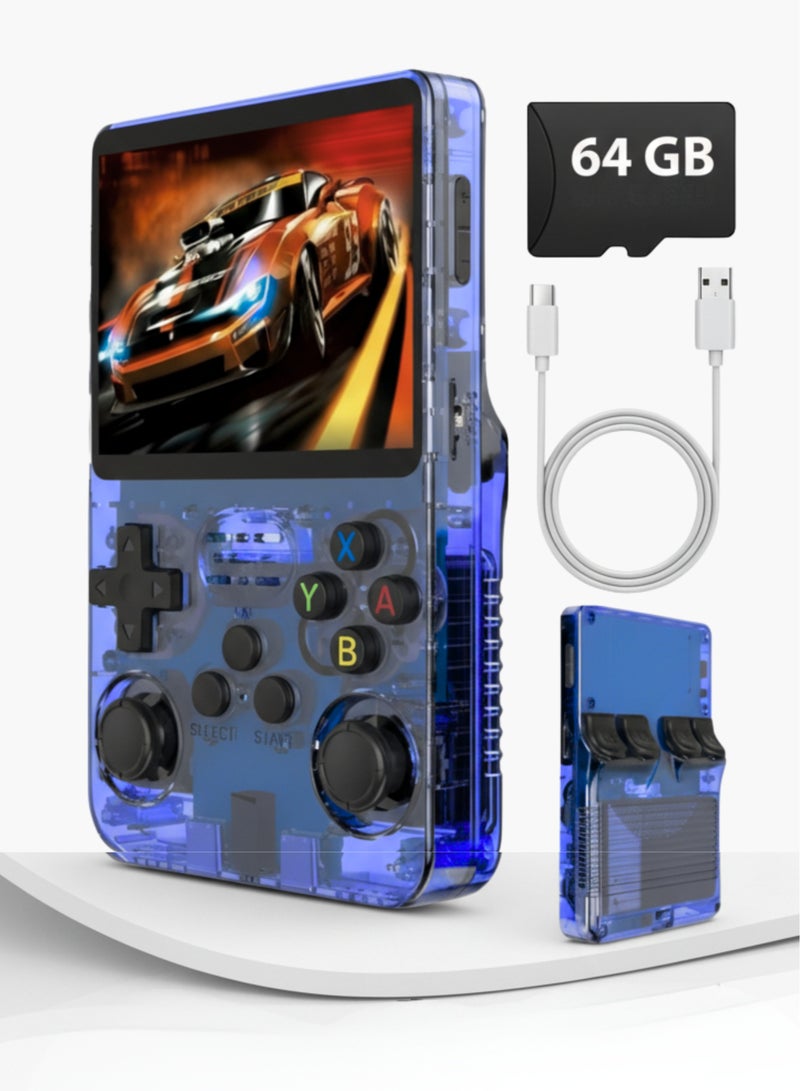 vexa pro R36S Retro Handheld Game Console 3.5" IPS | 20,000+ Games, 64GB, ArkOS, Type-C, Blue - Image 1